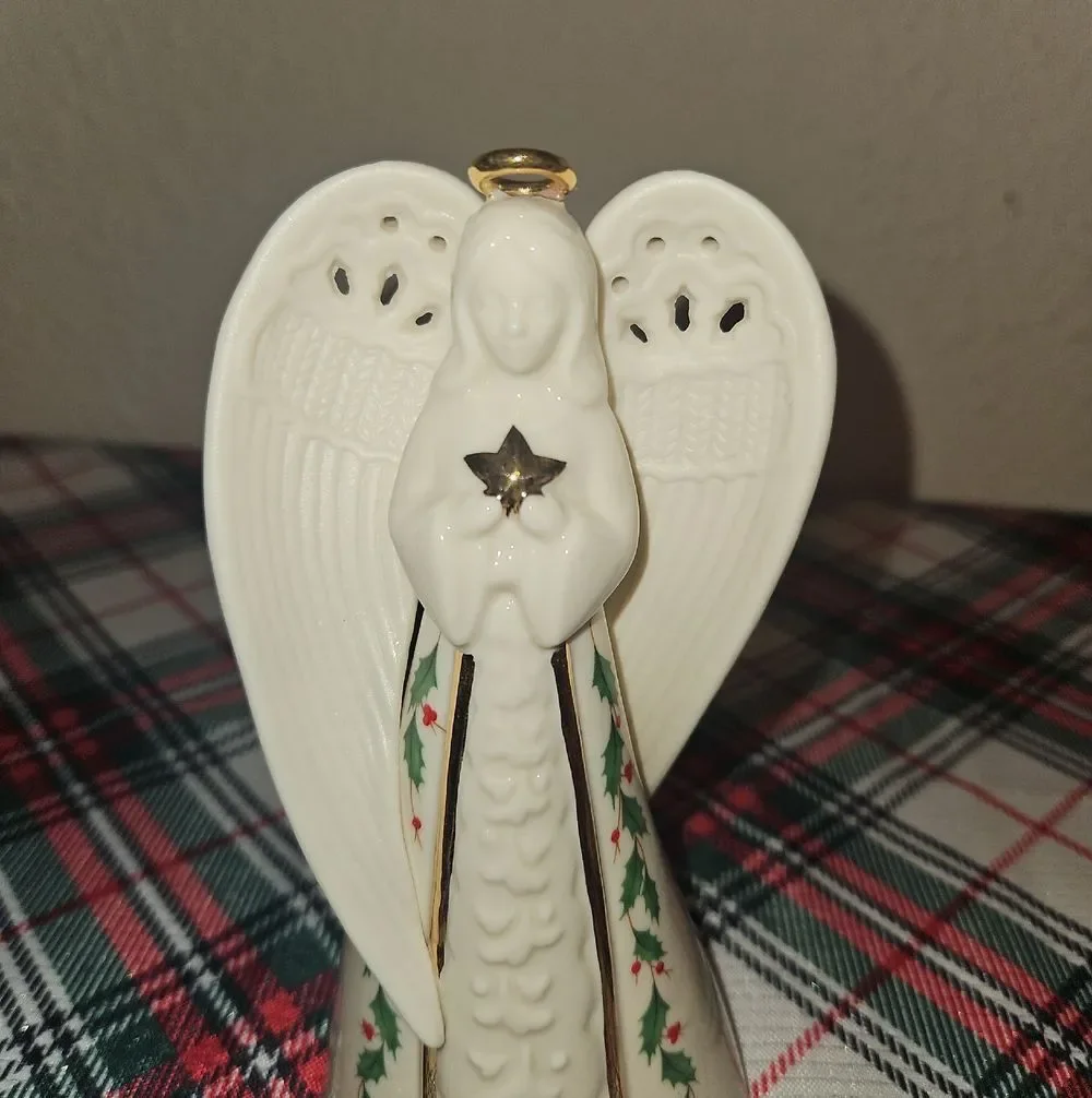 Lenox Ivory and Gold Holiday Porcelain Angel Bell Ornament